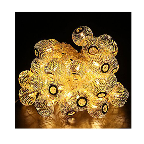 Dây đèn LED trang trí dài 5m, 20 bóng hình đèn lồng có remote điều khiển từ xa dùng pin