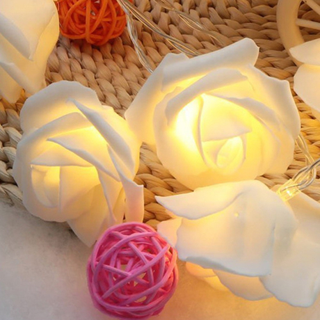Dây đèn LED trang trí dài 5m, 20 bóng hình hoa hồng dùng pin
