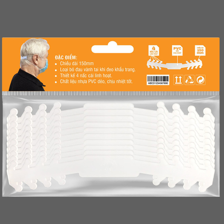 Thanh cài khẩu trang 150x20mm MVW TM-03 nhựa dẻo trắng (10 cái/túi)