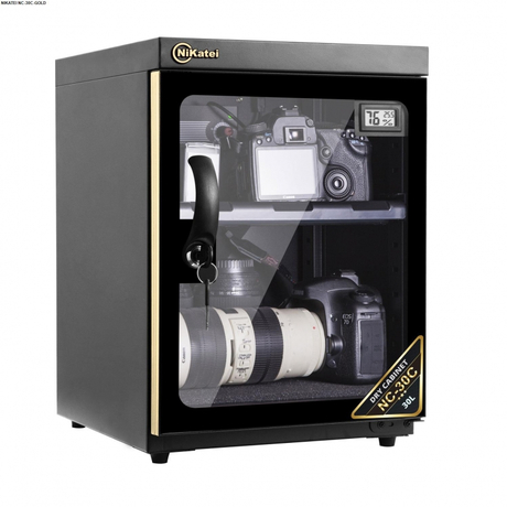 Nikatei NC-30C 30 liter anti-humidity cabinet with gold-plated aluminum border