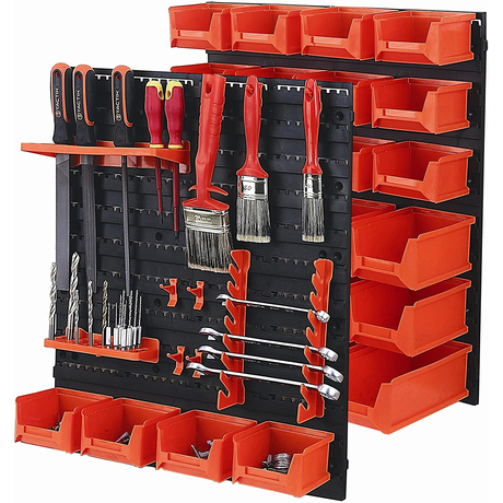 Tactix 320600 tool rack includes 43 tools for storage and hanging