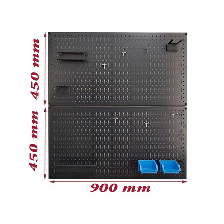 Pegboard double mesh panels with hanging accessories FABINA FBNVL9090BPK - 2 black panels