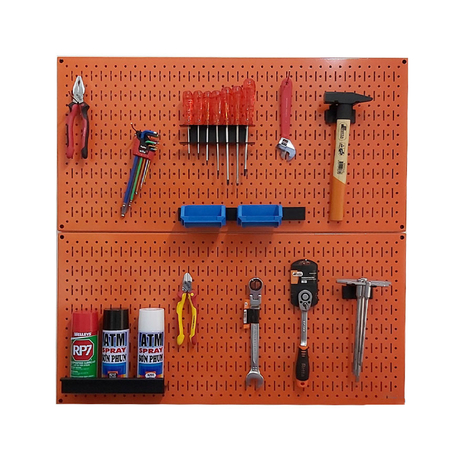 Pegboard double grid with hanging accessories FABINA FBNVL9090ORPK - 2 orange panels