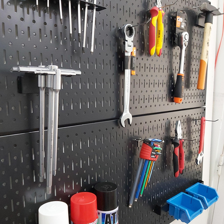 Pegboard double mesh panels with hanging accessories FABINA FBNVL9090BPK - 2 black panels