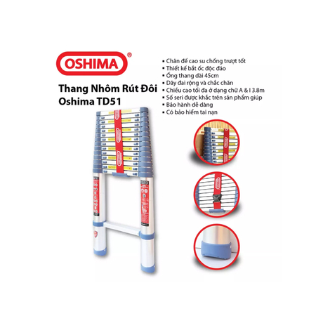 Thang nhôm rút đơn 4.8m Oshima TD-48
