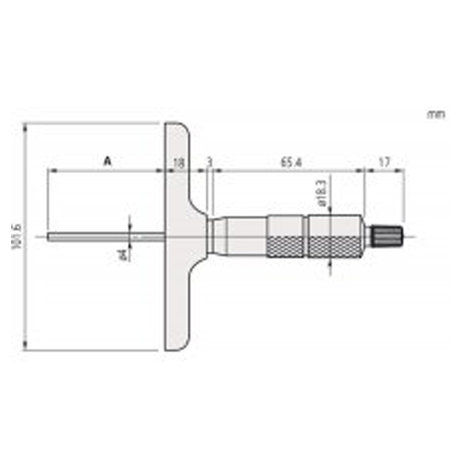 Panme đo độ sâu 0-100mm Mitutoyo 129-111 đế đo 63.5mm