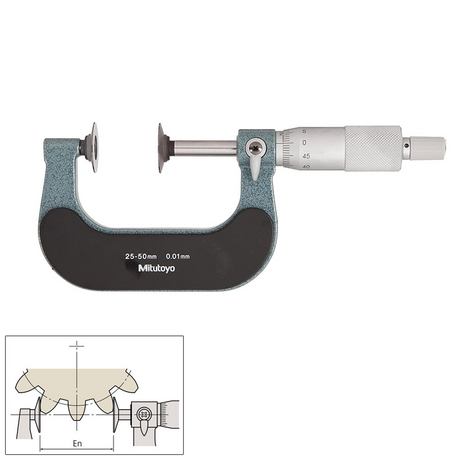 Panme cơ đo bước răng 25-50mm Mitutoyo 123-102 đầu đĩa