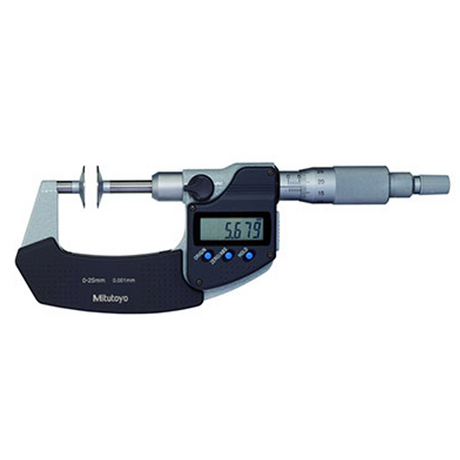 Electronic micrometer measuring tooth pitch 0-25mm Mitutoyo 369-250-30 non-rotating axis