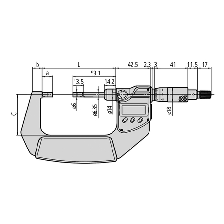 Panme điện tử đo rãnh 0-25mm Mitutoyo 422-230-30 kiểu A đầu dẹt