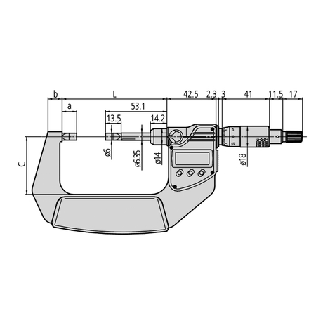 Panme điện tử đo rãnh 0-25mm Mitutoyo 422-260-30 kiểu B đầu dẹt