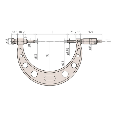 Depth micrometer 0-100mm Mitutoyo 129-111 measuring base 63.5mm
