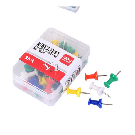 Deli E0021 color board pins (box of 35)
