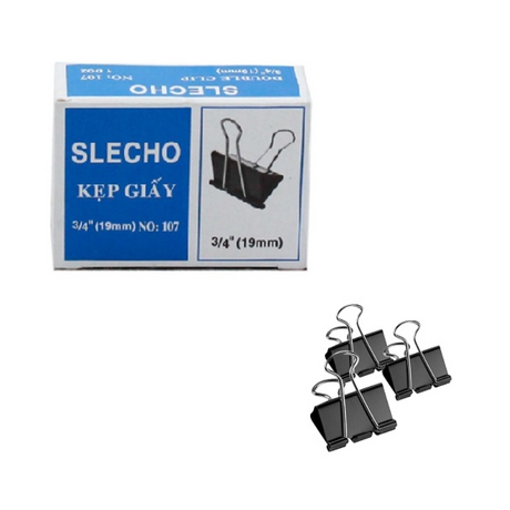 Kẹp bướm 19mm SLECHO màu đen (12 cái)