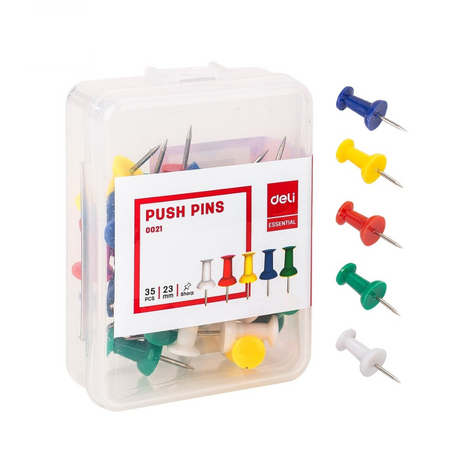 Deli E0021 color board pins (box of 35)