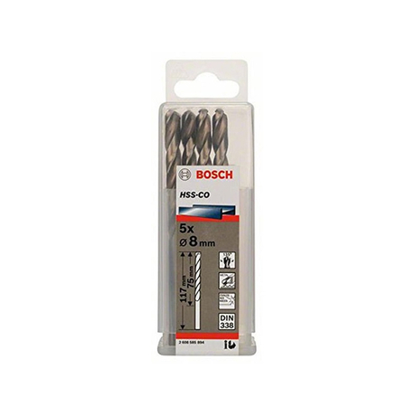 Hộp mũi khoan Inox HSS-Co 8mm BOSCH 2608585894 (5 chi tiết)