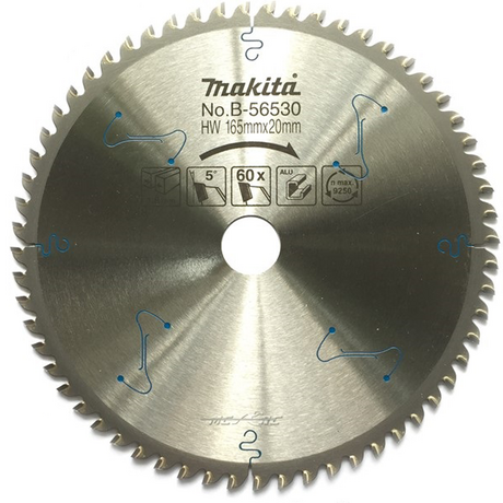 Alloy cutting blade for aluminum 165x20x60T MAKITA B-56530