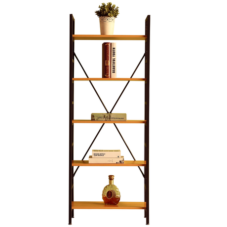 Kachi MK245 5-tier wooden shelf with iron legs 60x28x156.5cm