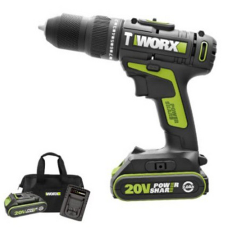 Worx WU179 20V cordless impact drill with 2 batteries and 1 charger