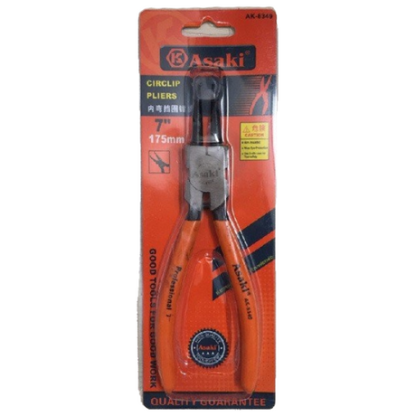 Asaki AK-8349 7 inch curved nose inside opening pliers