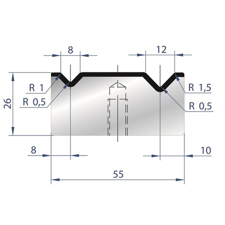 Cối chấn 2V88-8/12 kích thước 26x415 Eurostamp JES204100415