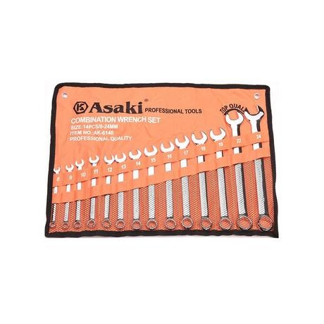 Bộ cờ lê vòng miệng 8-24mm Asaki AK-6140 (14 chi tiết)