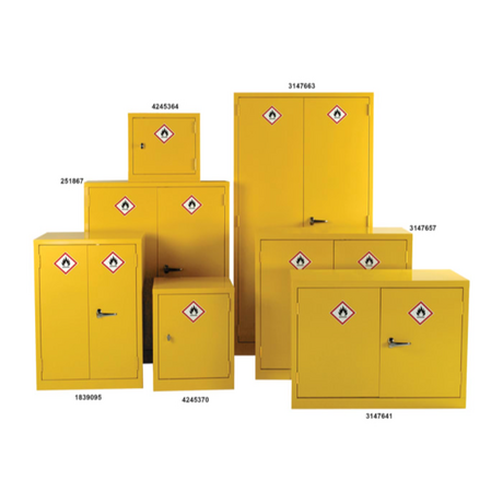 RS PRO Yellow Lockable 2 Doors Hazardous Substance Cabinet, 1535mm x 1m x 560mm (251867)