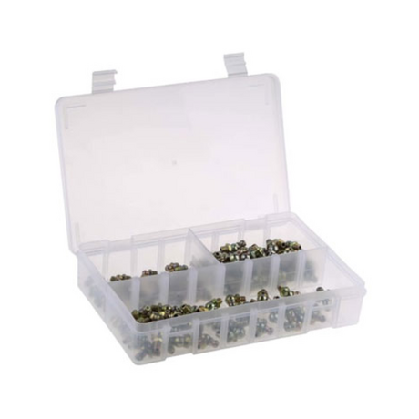 Box of 6x1mm RS PRO straight curved grease pump nipples 1954065 (50 pieces)