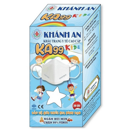 Khẩu trang y tế Khánh An KA99 Kids trắng hoạ tiết (30 cái/hộp)