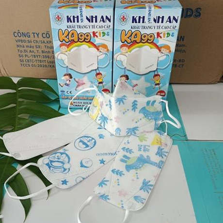 Khẩu trang y tế Khánh An KA99 Kids trắng hoạ tiết (30 cái/hộp)