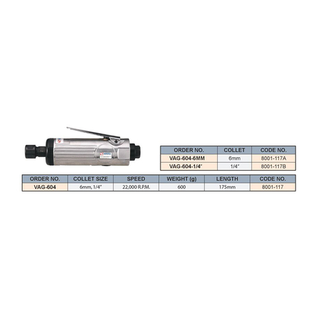 Vertex VAG-604 Handheld Pneumatic Grinder
