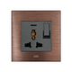 Multi-function socket with LED light switch ABE TITANIUM T1N-3C2L brown