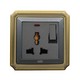 Multi-function socket with led light switch ABE BRONZE B1X-3C2L gray