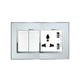 Công tắc đôi hai chiều kèm ổ cắm đa năng ABE MIRROR M2T-22C-USB màu trắng