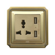 Ổ cắm đa năng kèm USB ABE BRONZE B1V-USB màu vàng