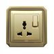 Ổ cắm đa năng kèm công tắc ABE BRONZE B1V-3C2 màu vàng