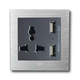 Multi-function socket with USB ABE TITANIUM T1B-USB silver