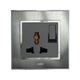 Ổ cắm đa năng kèm công tắc ABE SATIN S1B-3C2 màu bạc