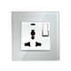 Ổ cắm đa năng kèm công tắc đèn led ABE CRYSTAL C1T-3C2L màu trắng