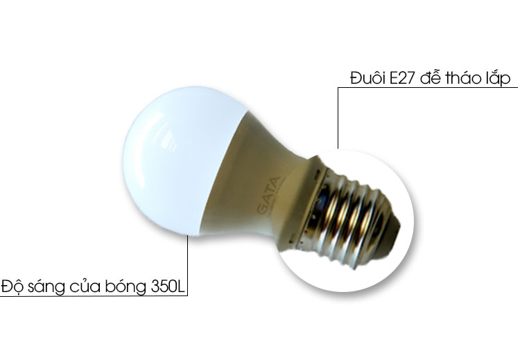 Bóng đèn LED 5W đuôi E27 Gata TL01-5W ánh sáng vàng