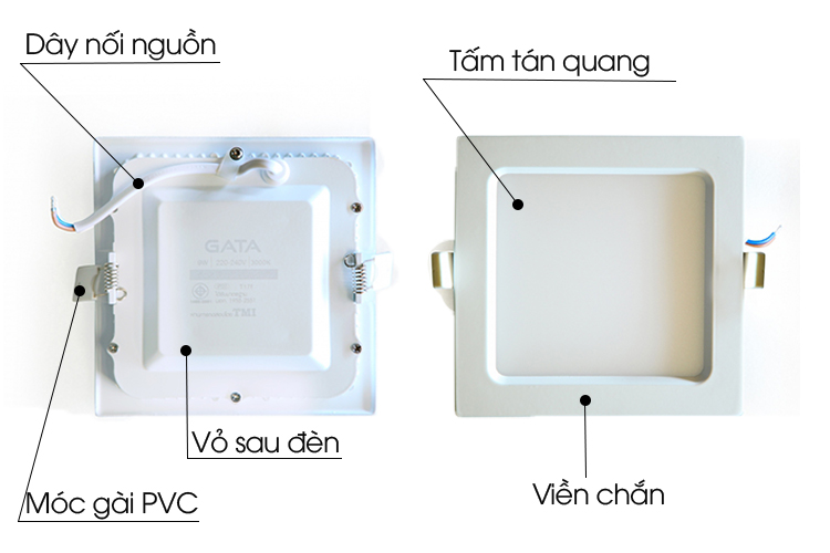 Bóng đèn LED âm trần vuông 4