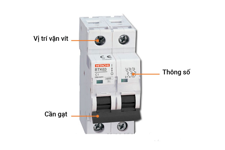CB tép Hitachi BK63 2P 25A