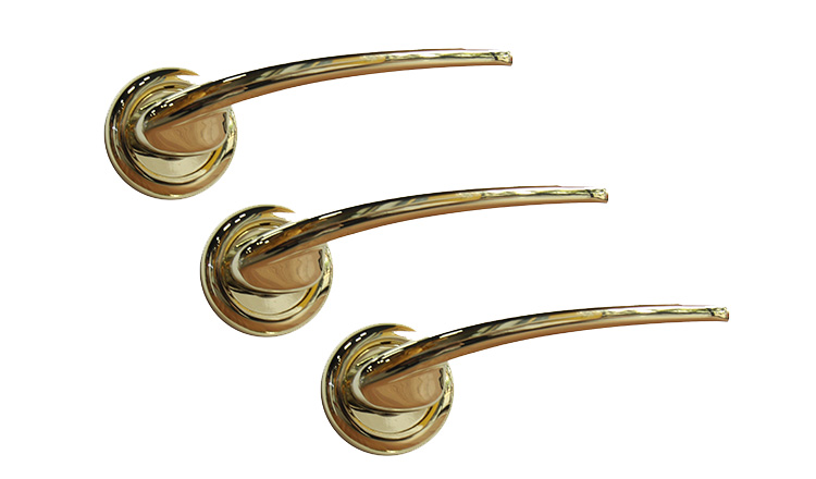 Tay nắm gạt ốp tròn màu đồng bóng PVD Yale B20US3