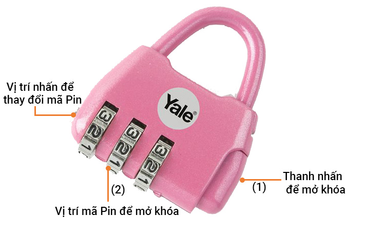 Khóa du lịch NOVELTY 3 số màu hồng Yale Y-NOVELTY-2P