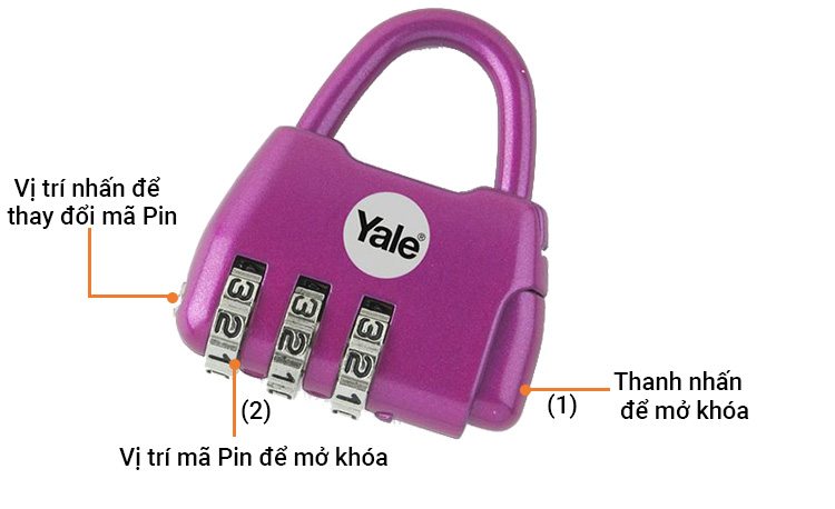 Khóa du lịch NOVELTY 3 số màu tím Yale Y-NOVELTY-2PURPLE