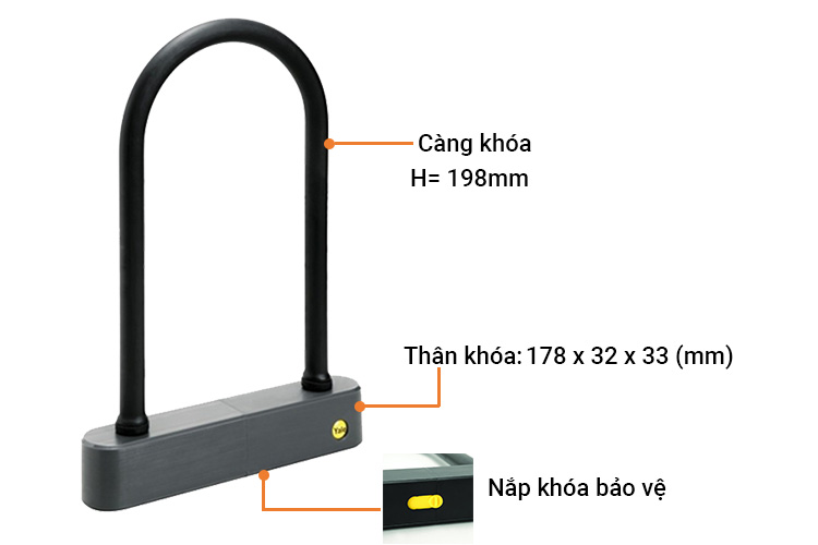 Khóa chữ U 178 x 32 x 33mm Yale YUL1/12/20/1