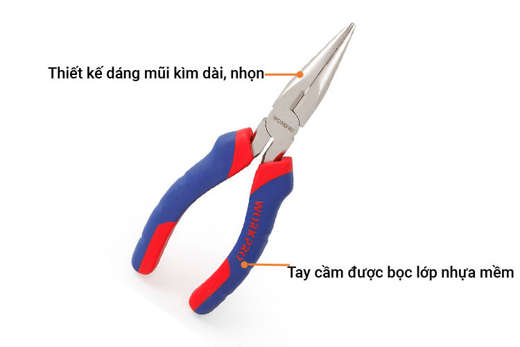 Kìm nhọn dài 8 inches/200mm Workpro W031002