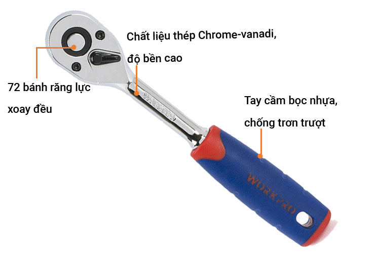72-gear torque wrench 3/8 inches Workpro W071005