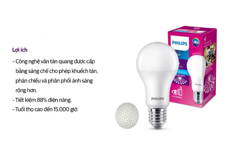 Bóng đèn LED 10W đui E27 Philips 10W E27 1CT/12 APR