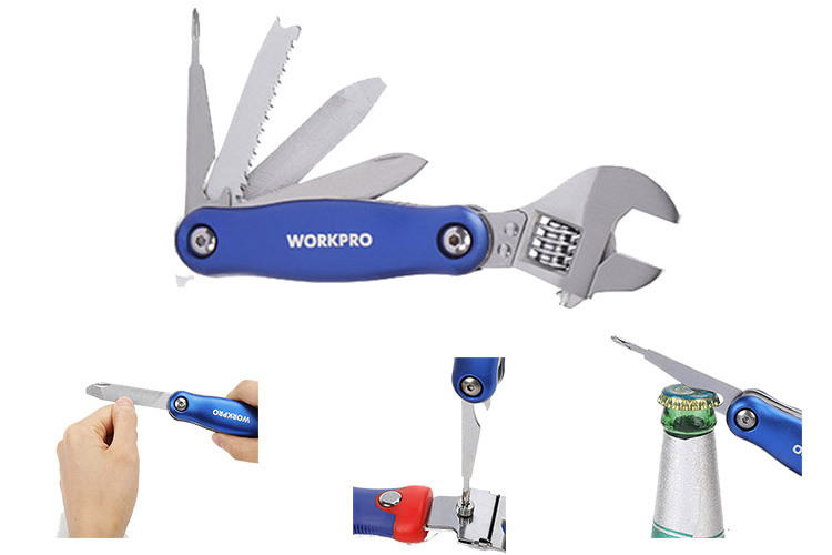Working function of the Workpro W014011 multi-purpose wrench and tool set