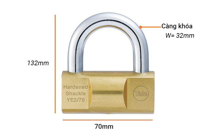 Khóa bấm thân đồng 70mm series Yale YE2/70/132/1